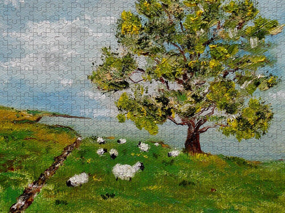 Ireland Jigsaw Puzzle featuring the painting O'Malley's Sheep by Judith Rhue