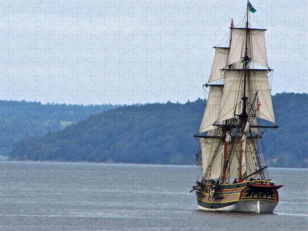 Boat Jigsaw Puzzle featuring the photograph On Commencement Bay by Sean Griffin