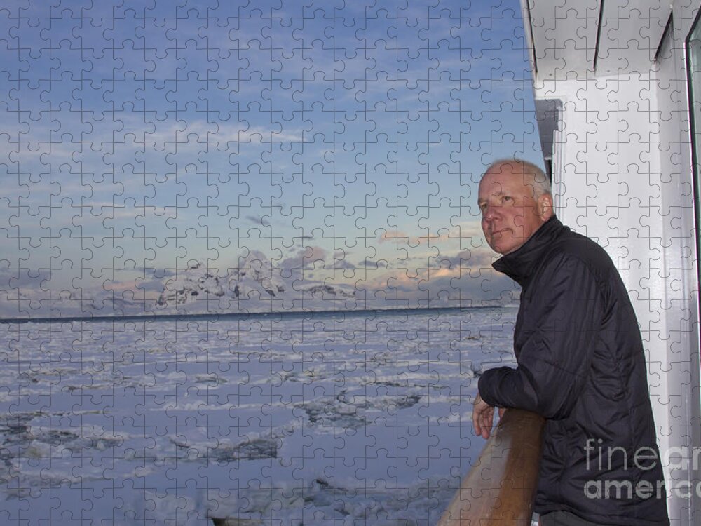 Antarctic Jigsaw Puzzle featuring the photograph On deck of cruise ship, Antarctica by Karen Foley