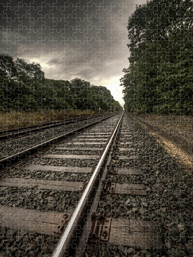 Tracks Jigsaw Puzzle featuring the photograph One way home by Steve Gravano