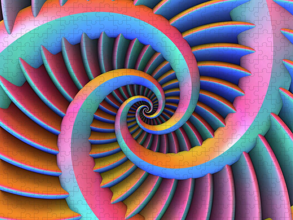 Spirals Jigsaw Puzzle featuring the digital art Opposing Spirals by Lyle Hatch
