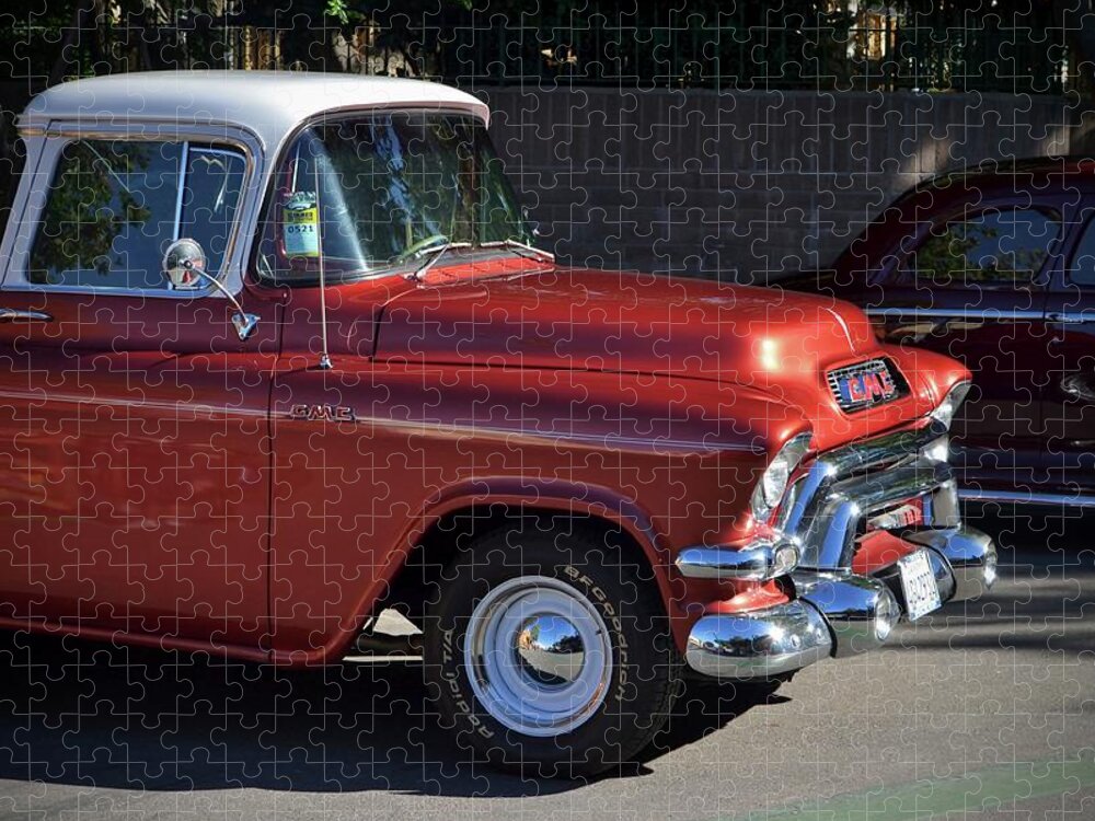  Jigsaw Puzzle featuring the photograph Orange and White GMC Pickup by Dean Ferreira