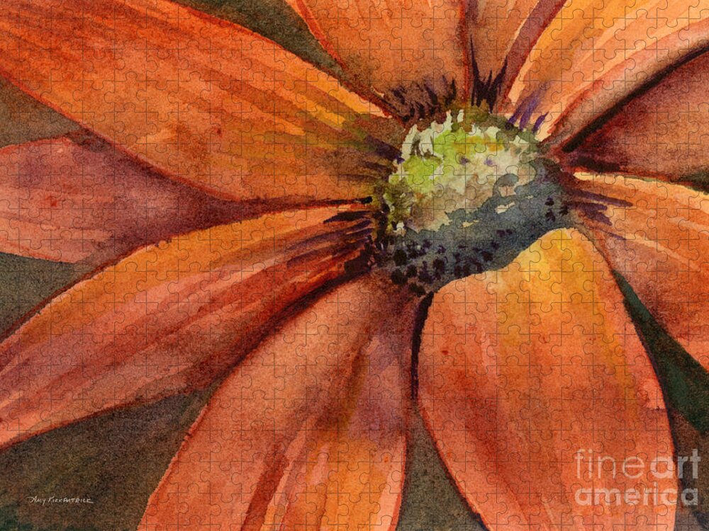 Daisy Puzzle featuring the painting Orange Flower by Amy Kirkpatrick