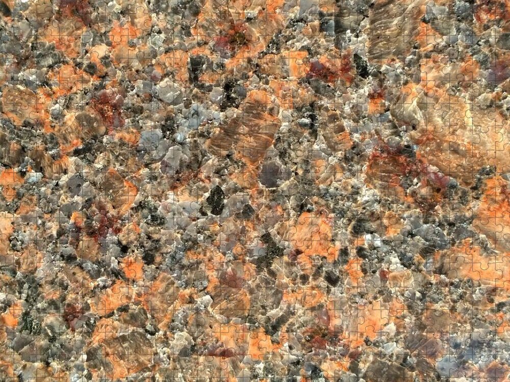 Phorograph Jigsaw Puzzle featuring the photograph Orange Polished Granite Stone by Delynn Addams