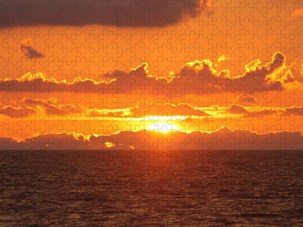 Sun Jigsaw Puzzle featuring the photograph Orange Skies At Dawn by Robert Banach
