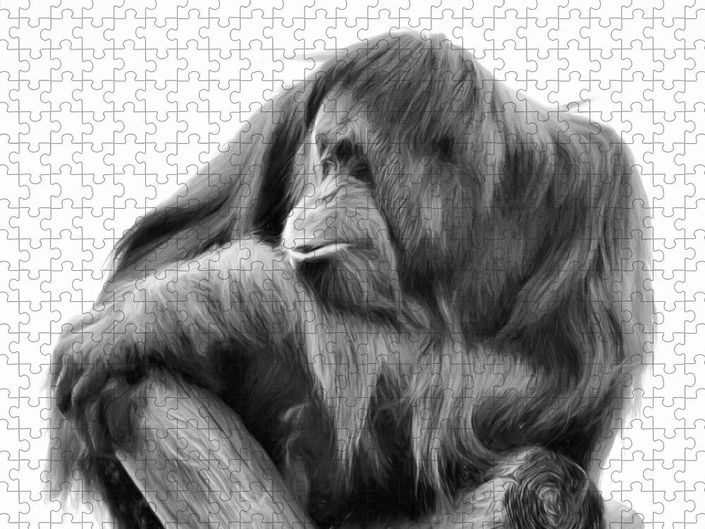 Animal Jigsaw Puzzle featuring the photograph Orangutan by Lana Trussell