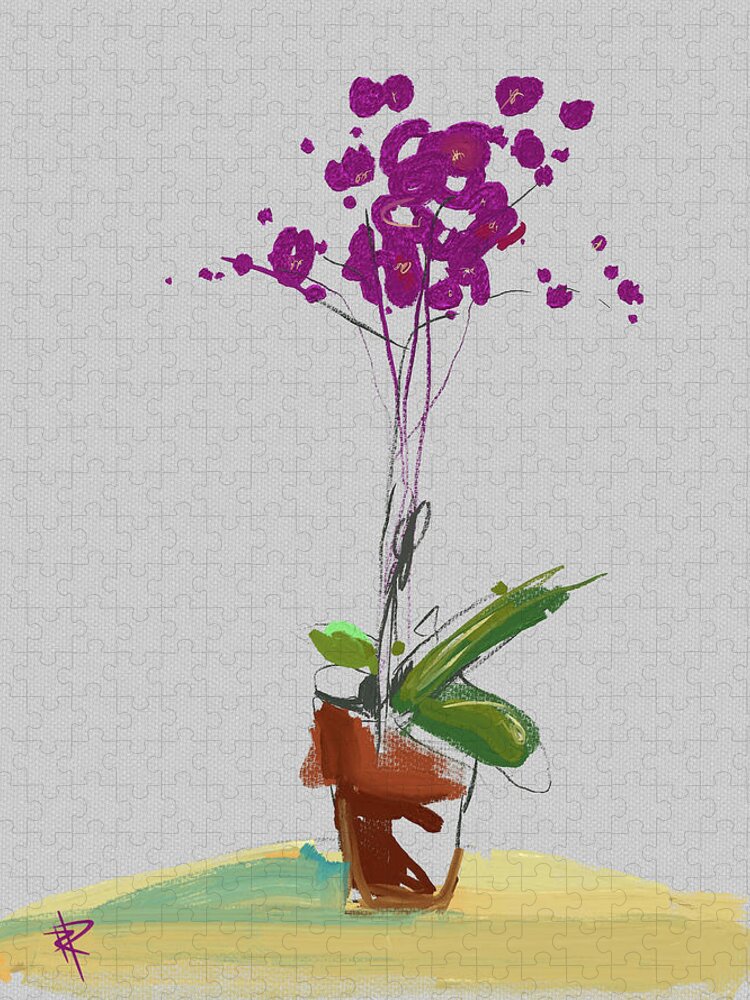 Floral Jigsaw Puzzle featuring the mixed media Orchid by Russell Pierce