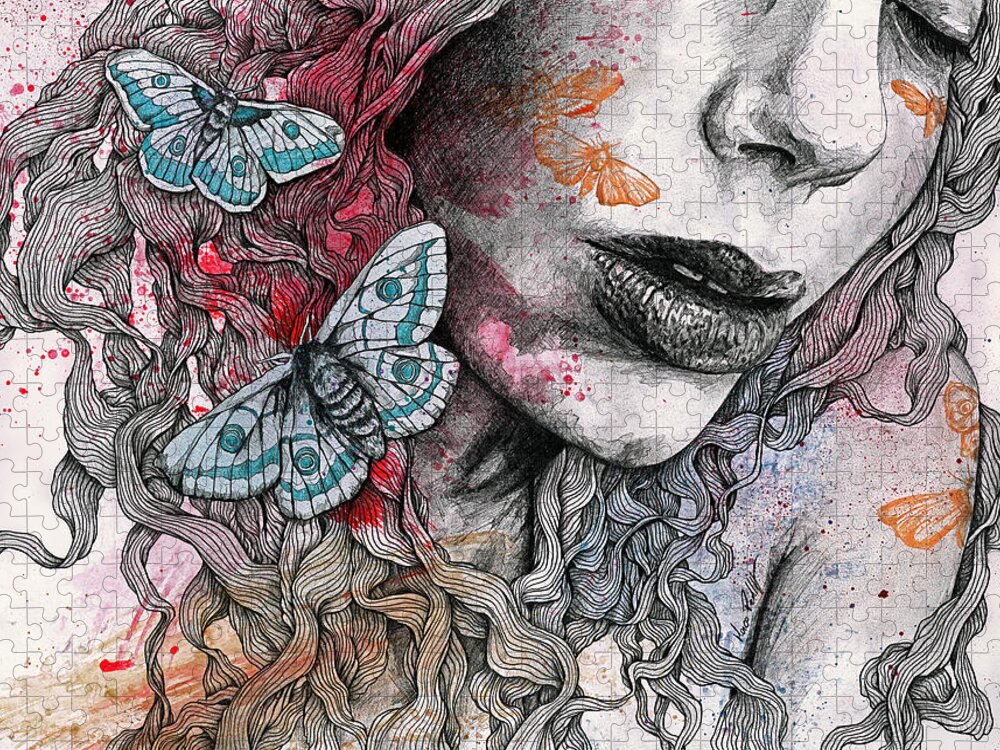 Lips Jigsaw Puzzle featuring the drawing Ornaments by Marco Paludet