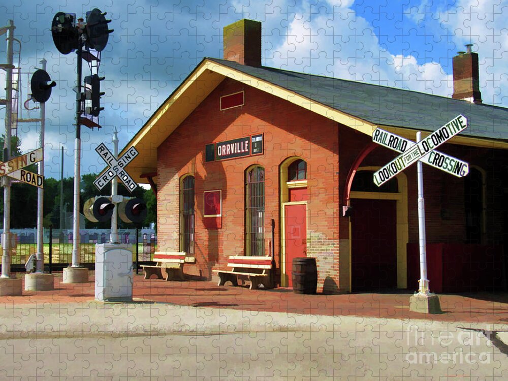Orrville Ohio Jigsaw Puzzle featuring the photograph Orrville Train Station by Roberta Byram