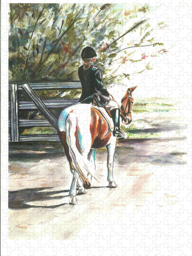 Pony Jigsaw Puzzle featuring the painting Out for a hack by Suzanne Leonard