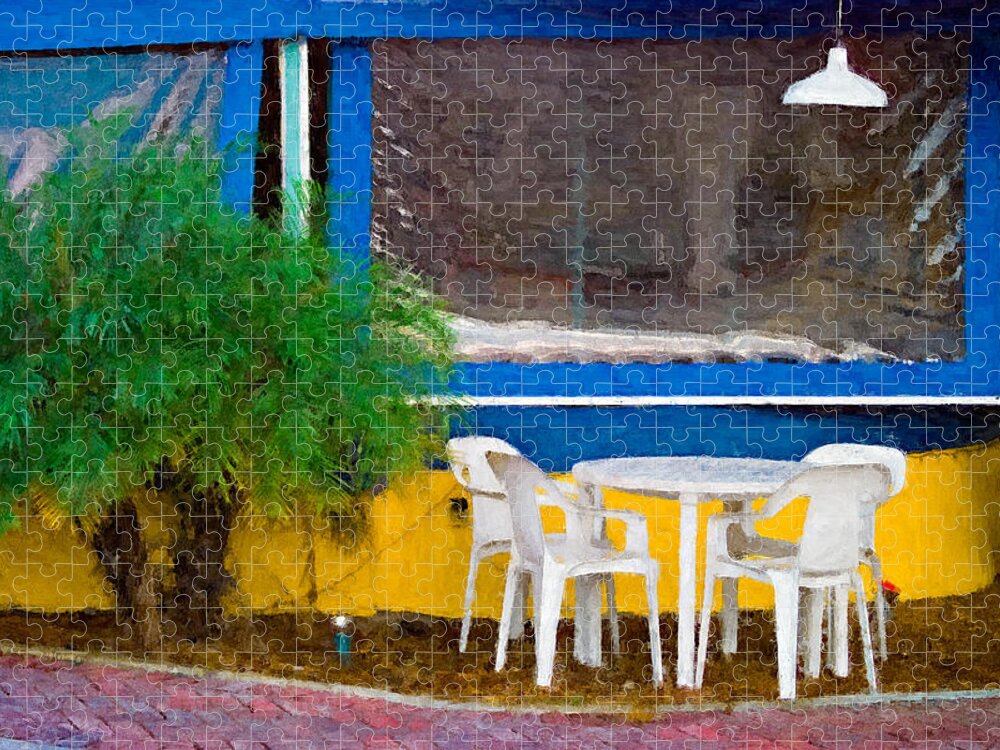 Table Jigsaw Puzzle featuring the painting Outdoor Cafe by Peter J Sucy