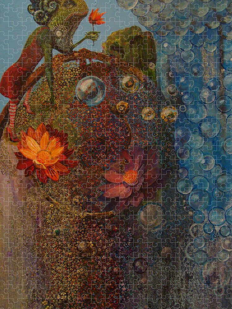 Surreal Jigsaw Puzzle featuring the painting Over the Rainbow by Mindy Huntress
