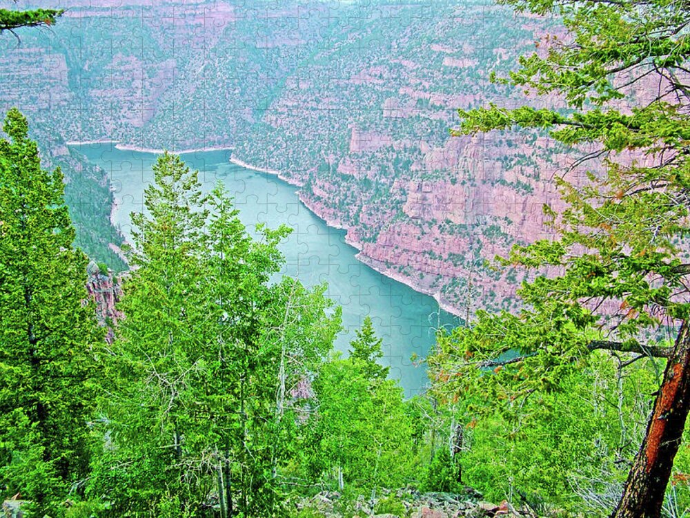 Overlooking Red Canyon In Flaming Gorge National Recreation Area Jigsaw Puzzle featuring the photograph Overlooking Red Canyon in Flaming Gorge National Recreation Area, Utah by Ruth Hager