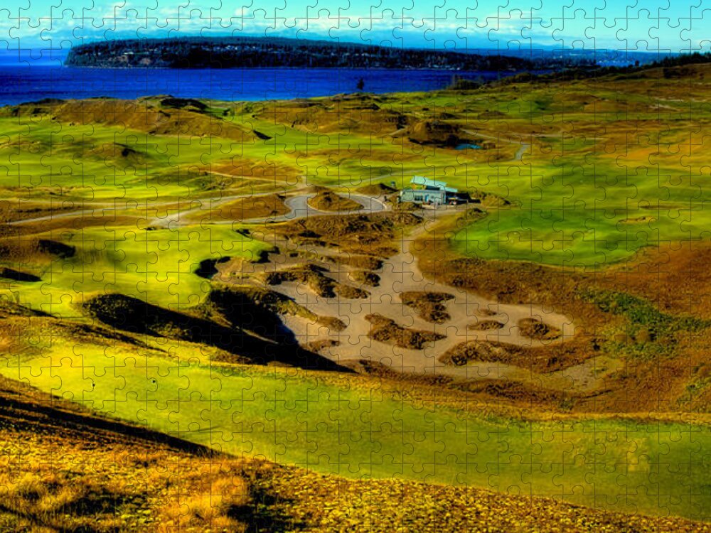 Chambers Bay Golf Course Jigsaw Puzzle featuring the photograph Overlooking the Scenic Chambers Bay Golf Course by David Patterson