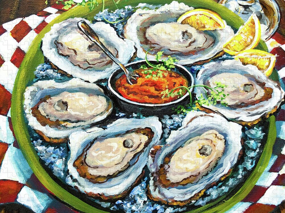 Oysters Jigsaw Puzzle featuring the painting Oysters on the Half Shell by Dianne Parks