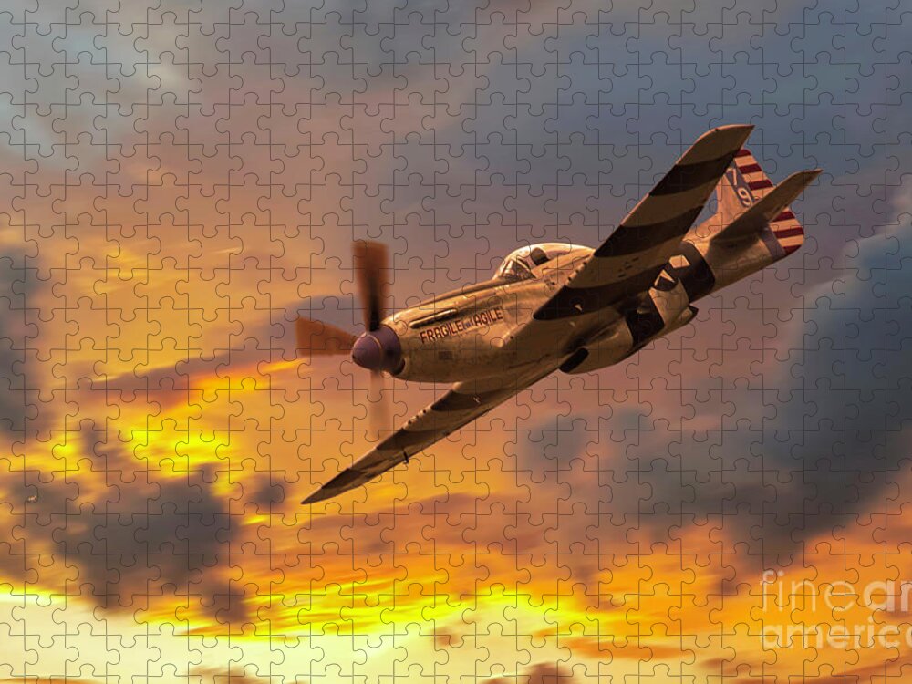 P-51 Mustang Jigsaw Puzzle featuring the digital art P-51 Fragile but Agile by Airpower Art