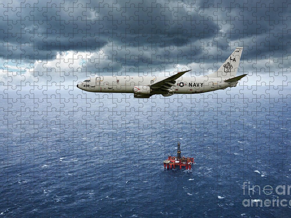P-8 Poseidon Jigsaw Puzzle featuring the digital art P-8 Poseidon God Of The Seas by Airpower Art