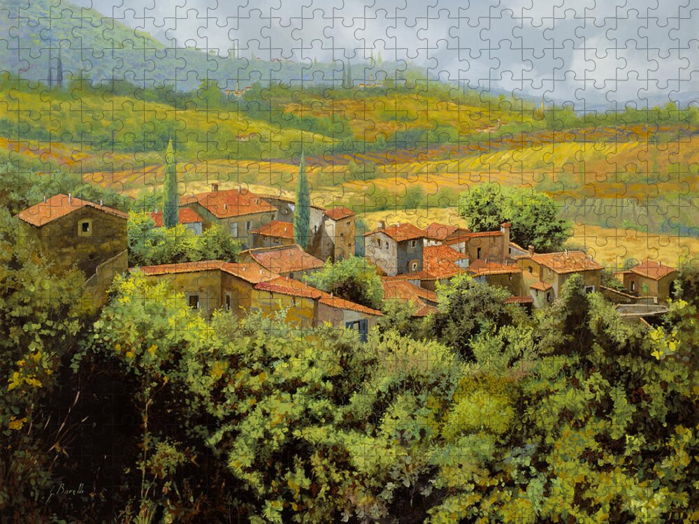 Tuscany Jigsaw Puzzle featuring the painting Paesaggio Toscano by Guido Borelli