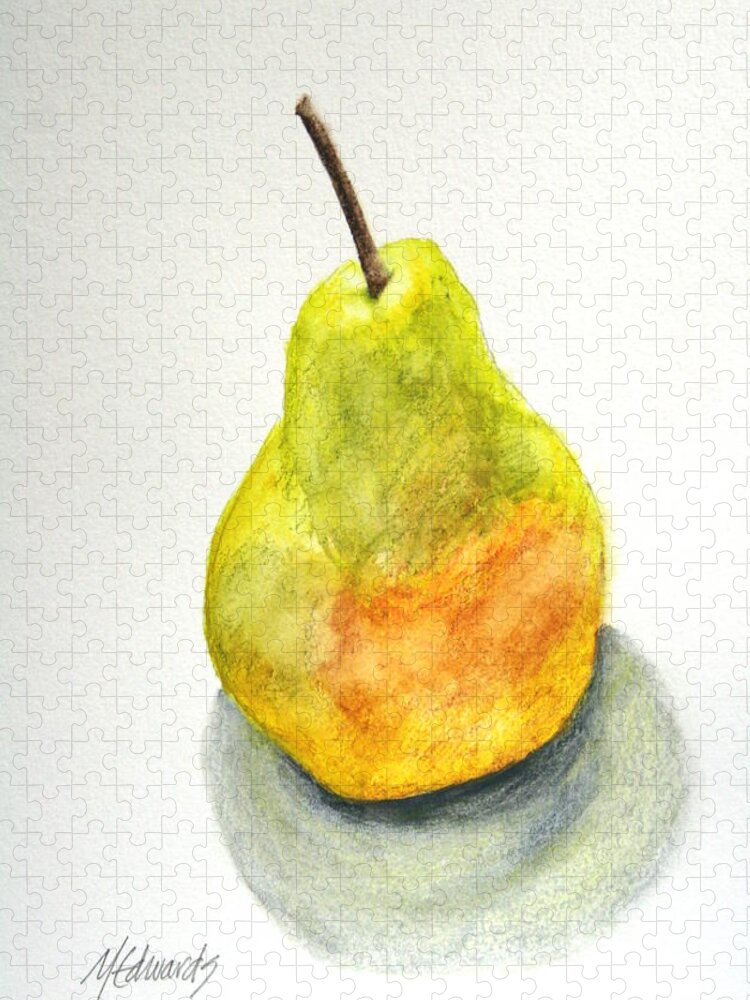 Pear Jigsaw Puzzle featuring the painting Paint Before Eating by Marna Edwards Flavell