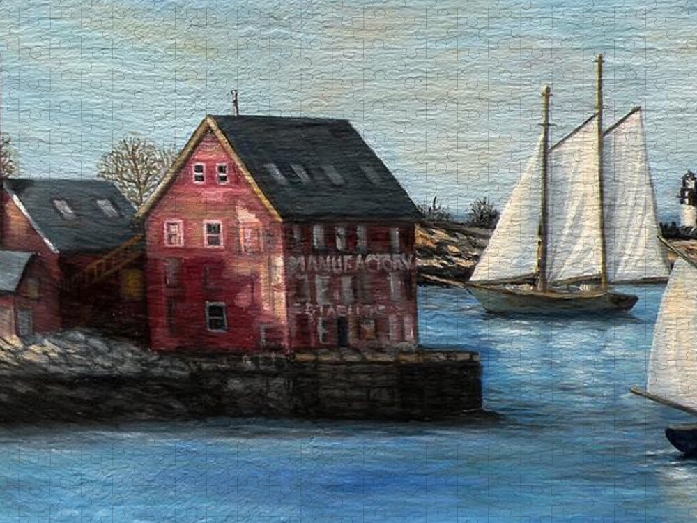 Gloucester Jigsaw Puzzle featuring the painting Paint Factory Gloucester MA by Eileen Patten Oliver