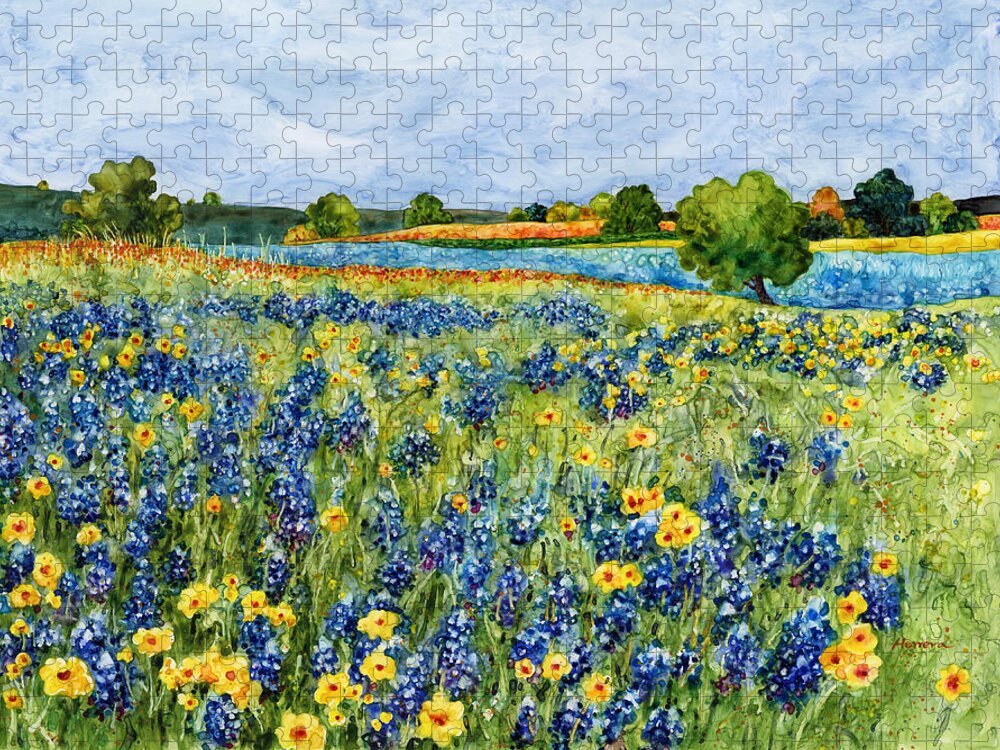 Bluebonnet Jigsaw Puzzle featuring the painting Painted Hills by Hailey E Herrera
