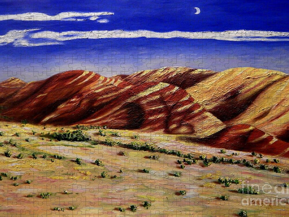 Landscape Jigsaw Puzzle featuring the painting Painted Hills by Lisa Rose Musselwhite