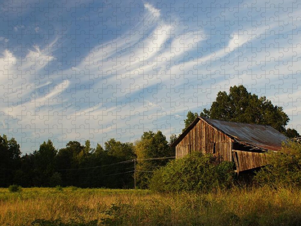 Barn Jigsaw Puzzle featuring the photograph Painted Sky Barn by Benanne Stiens