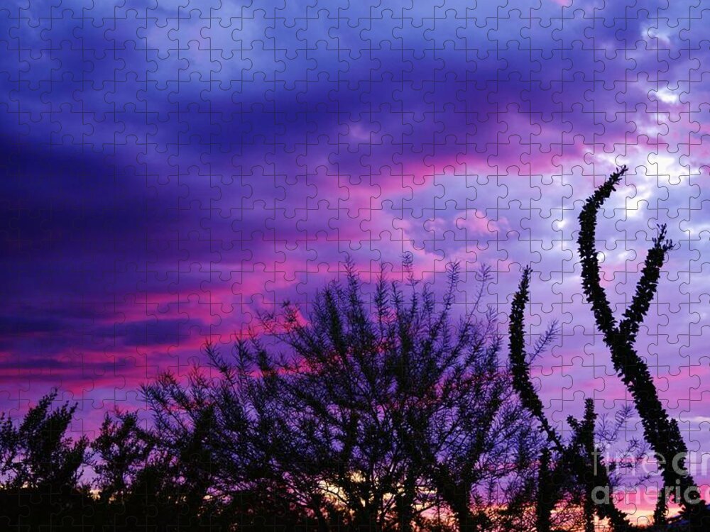 Purplelicious Jigsaw Puzzle featuring the photograph Painted Sky Silhouette by Janet Marie