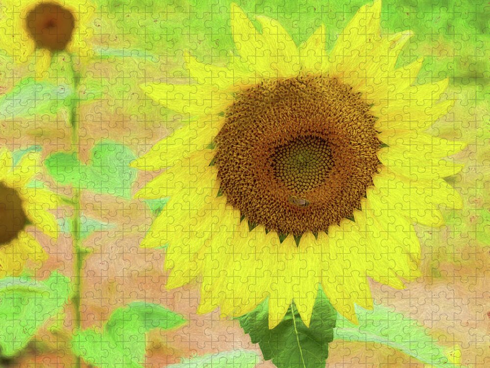 Painterly Jigsaw Puzzle featuring the photograph Painterly Sunflower by Georgette Grossman