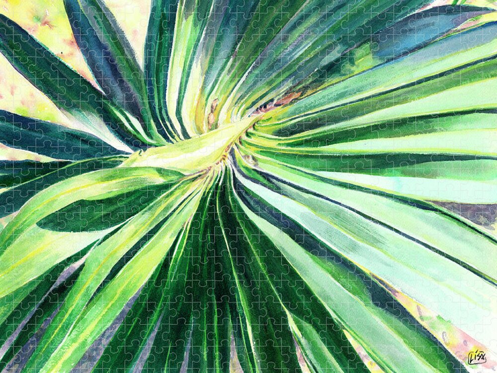 Watercolor Jigsaw Puzzle featuring the painting Palm Frond I by Lisa Tennant