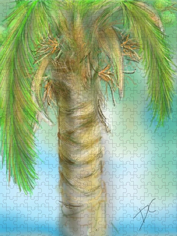Tropical Jigsaw Puzzle featuring the digital art Palm Tree Study Two by Darren Cannell