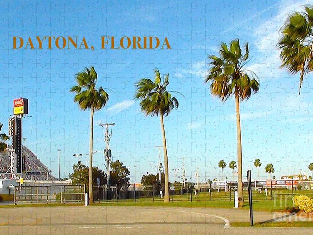 Daytona Jigsaw Puzzle featuring the digital art Palm Trees of Daytona Florida by Karen Francis