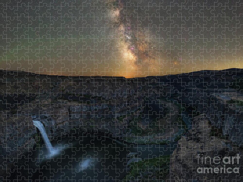 Palouse Falls Jigsaw Puzzle featuring the photograph Palouse Falls Milky Way Galaxy by Michael Ver Sprill