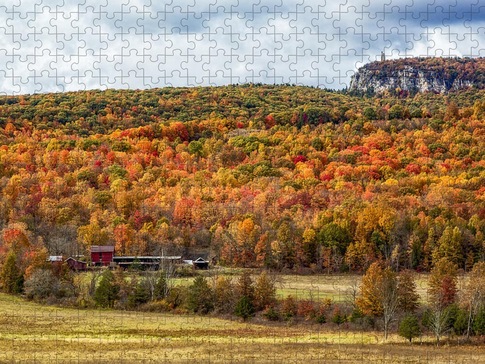 Hudson Valley Jigsaw Puzzle featuring the photograph Paltz Point Mohonk Tower Mountain by Susan Candelario