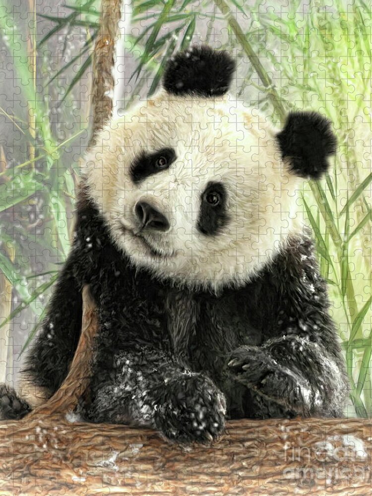 Panda Jigsaw Puzzle featuring the digital art Panda by Trudi Simmonds