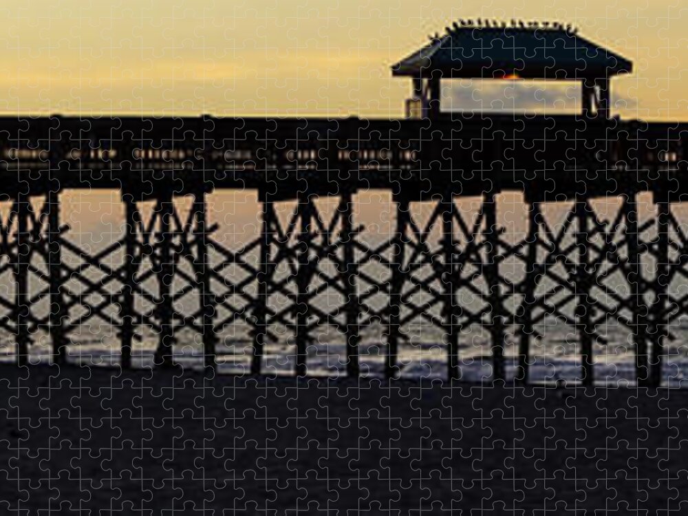 America Jigsaw Puzzle featuring the photograph Pano Pier Silhouette by Jennifer White