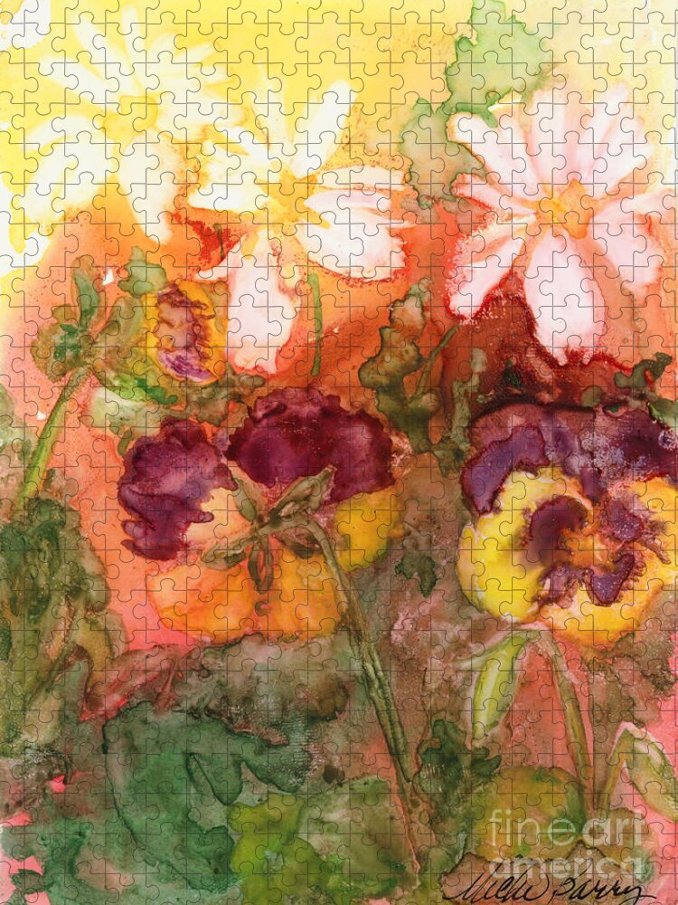 Watercolor Jigsaw Puzzle featuring the painting Pansies by Vicki Baun Barry
