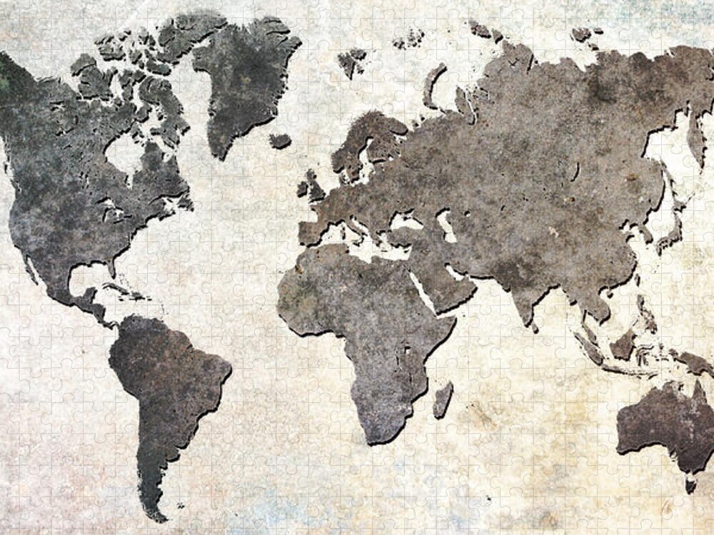 Map Jigsaw Puzzle featuring the digital art Parchment World Map by Douglas Pittman