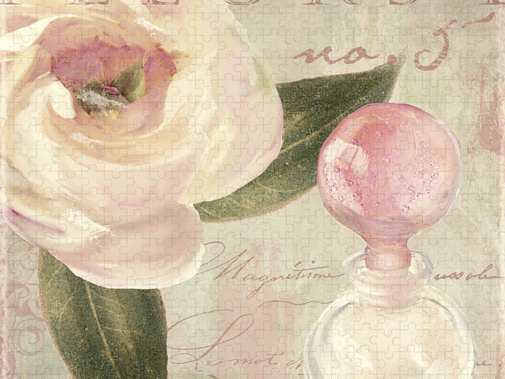 Roses Jigsaw Puzzle featuring the painting Parfum de Roses II by Mindy Sommers