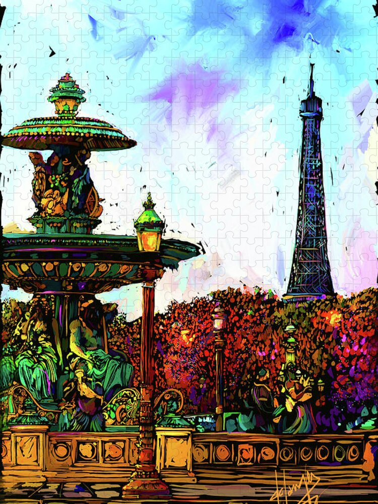 Paris Jigsaw Puzzle featuring the painting Paris by DC Langer