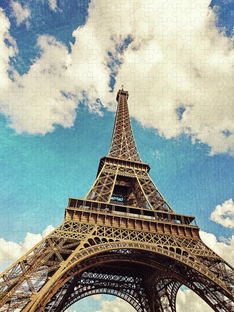 Paris Jigsaw Puzzle featuring the photograph Paris Photography - Eiffel Tower Blue by Melanie Alexandra Price