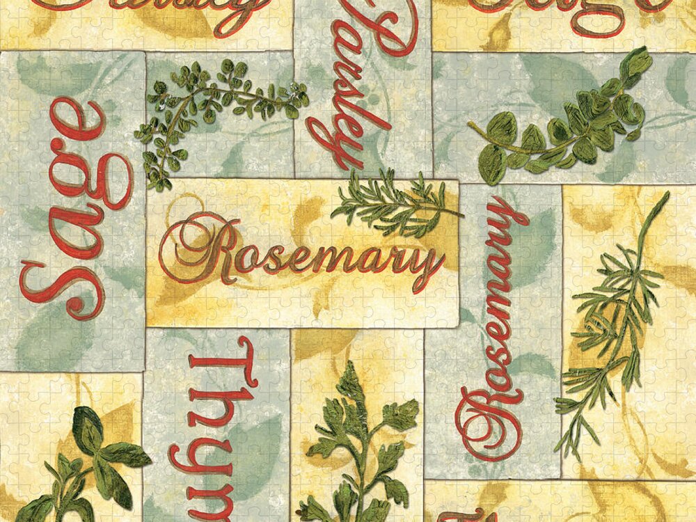 Parsley Jigsaw Puzzle featuring the painting Parsley Collage by Debbie DeWitt