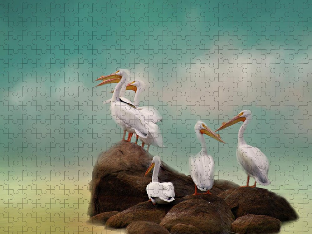Animal Jigsaw Puzzle featuring the photograph Party On The Rocks by Lana Trussell