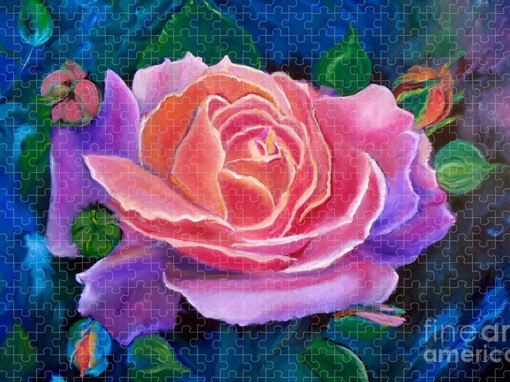 Rose Jigsaw Puzzle featuring the painting Gala Rose by Jenny Lee