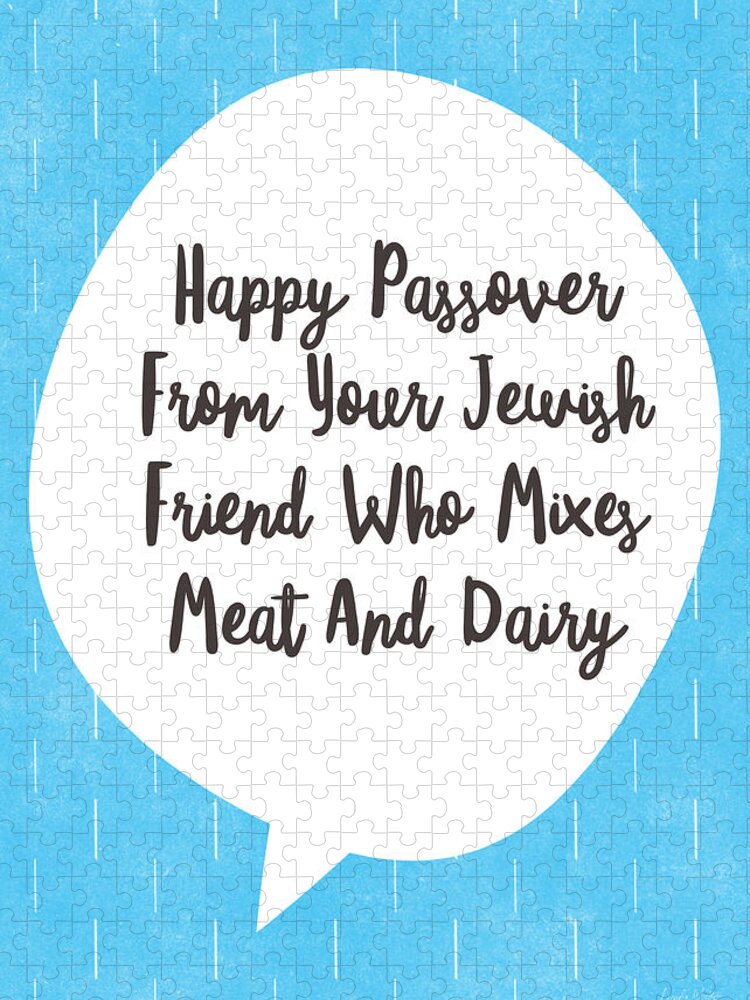 Passover Jigsaw Puzzle featuring the digital art Passover Meat And Dairy Card- Art by Linda Woods by Linda Woods