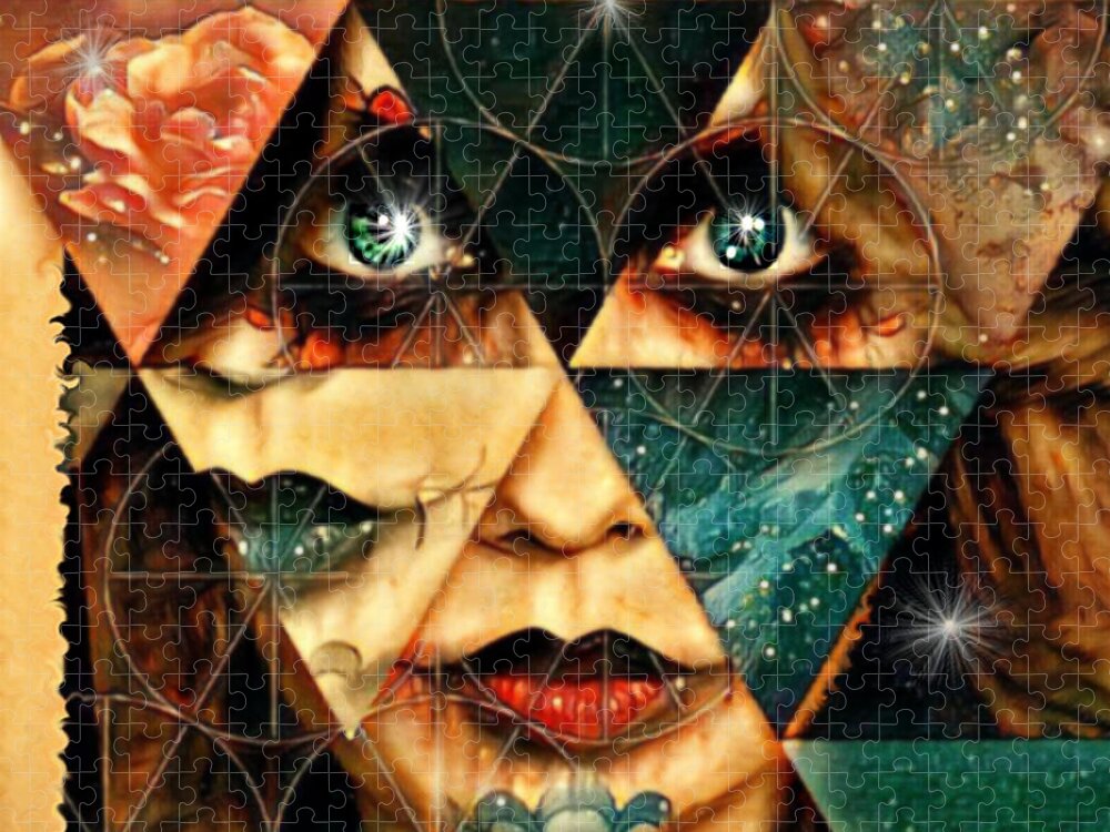 Digital Art Jigsaw Puzzle featuring the digital art Patchwork Zombie Lady by Artful Oasis