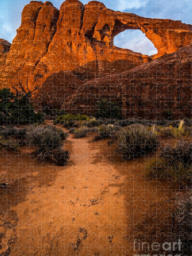 Utah Jigsaw Puzzle featuring the photograph Path to Skyline Arch at Sunset - Utah by Gary Whitton