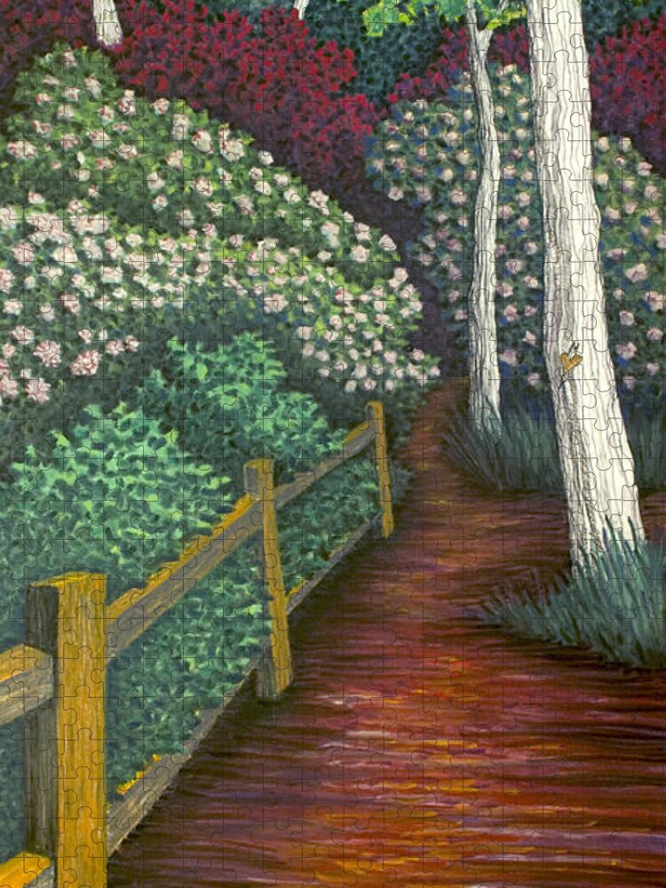 Pathway Jigsaw Puzzle featuring the pastel Pathway Home through Mountain Laurel Blooms by Michele Fritz