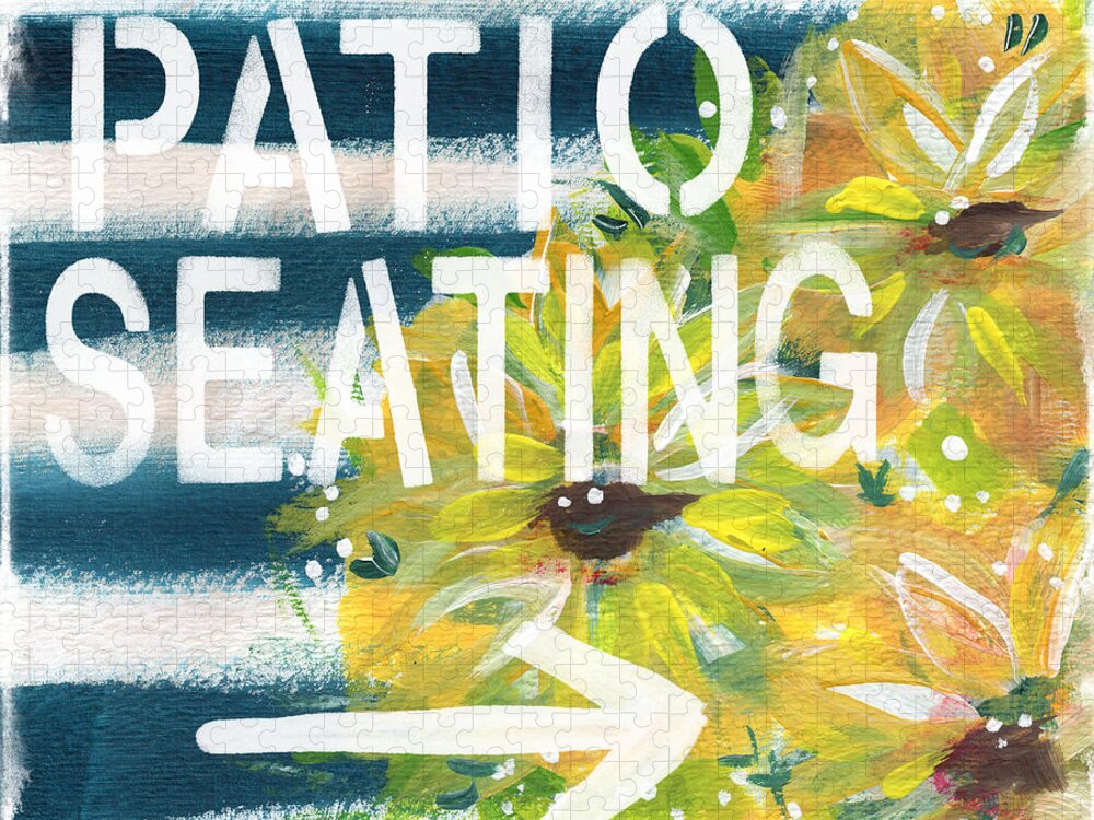 Patio Seating Jigsaw Puzzle featuring the painting Patio Seating- By Linda Woods by Linda Woods