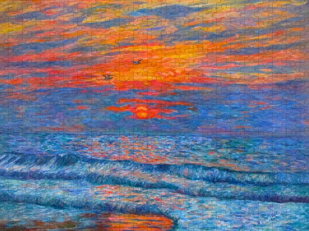 Pawleys Island Jigsaw Puzzle featuring the painting Pawleys Island Sunrise in the Sand by Kendall Kessler